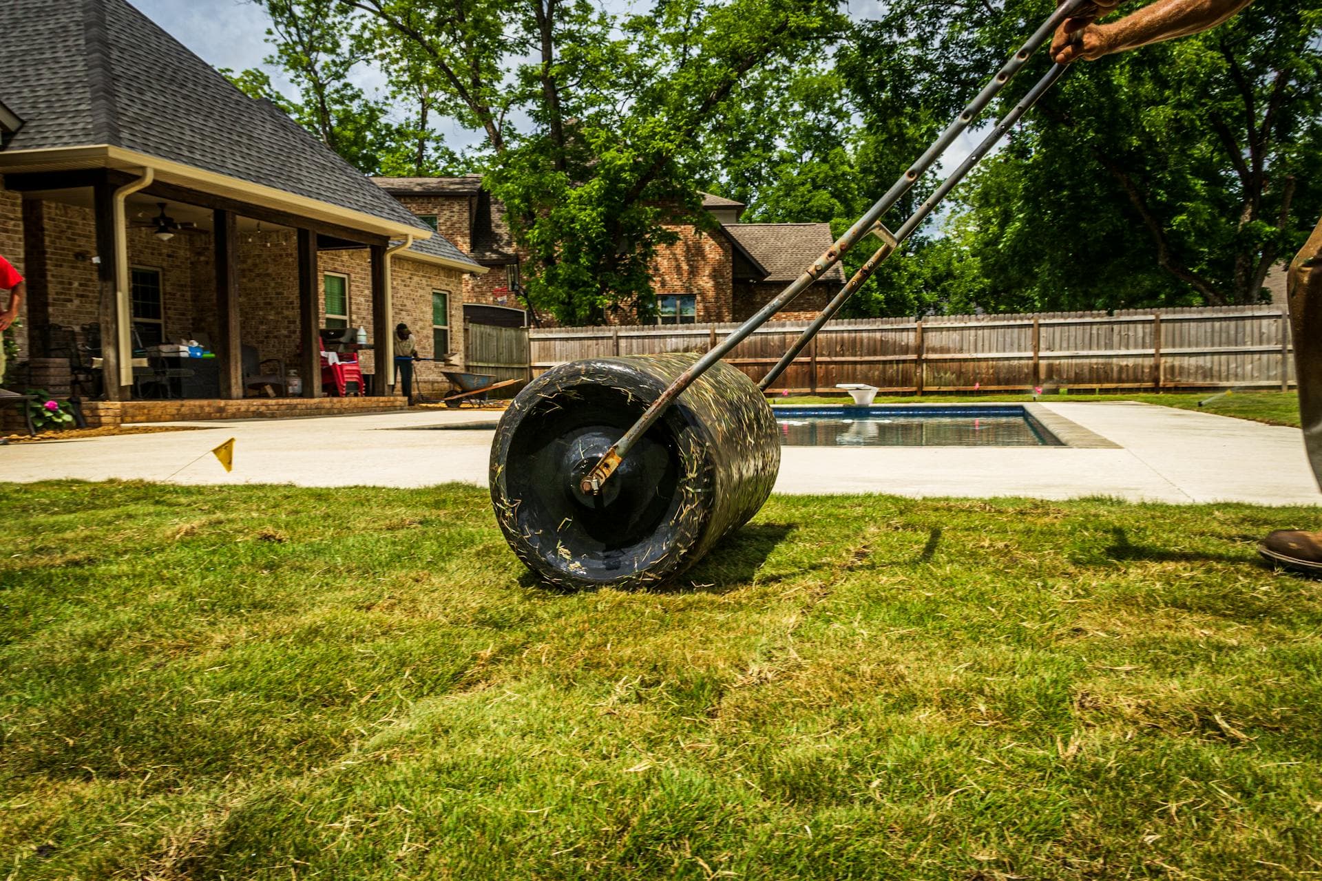 Fresh sod alongside a Florida pool